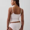 Canotta con reggiseno incorporato in cotone elasticizzato biologico con bordi in pizzo