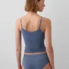 Canotta con reggiseno incorporato in cotone elasticizzato biologico con bordi in pizzo