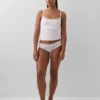 Canotta con reggiseno incorporato in cotone elasticizzato biologico con bordi in pizzo