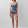 Canotta con reggiseno incorporato in cotone elasticizzato biologico con bordi in pizzo