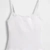 Canotta con reggiseno incorporato in cotone elasticizzato biologico con bordi in pizzo