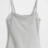 Canotta con reggiseno incorporato in cotone elasticizzato biologico con bordi in pizzo
