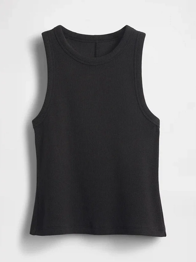 Canotta con scollo all’americana in maglia a costine pesante