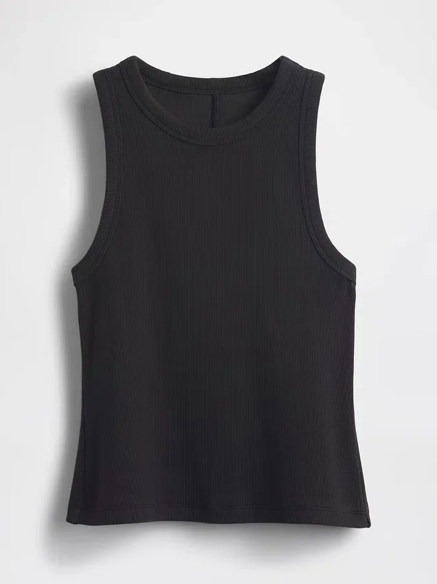 Canotta con scollo all’americana in maglia a costine pesante