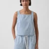 Canotta corta a righe in denim ultra morbido