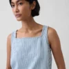 Canotta corta a righe in denim ultra morbido