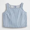 Canotta corta a righe in denim ultra morbido
