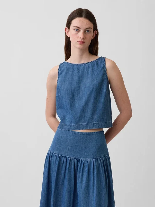 Canotta corta in denim