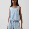 Canotta corta in denim
