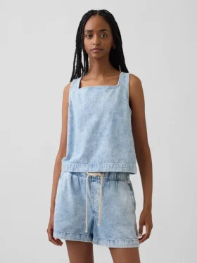 Canotta corta in denim