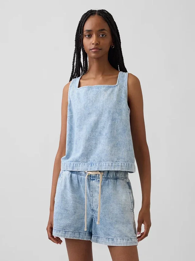 Canotta corta in denim