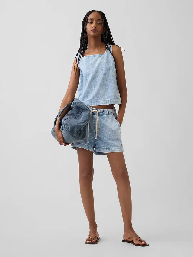 Canotta corta in denim