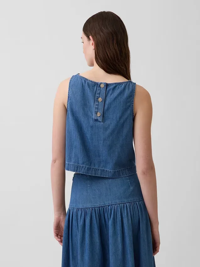 Canotta corta in denim