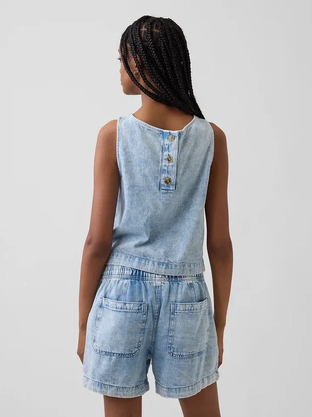 Canotta corta in denim