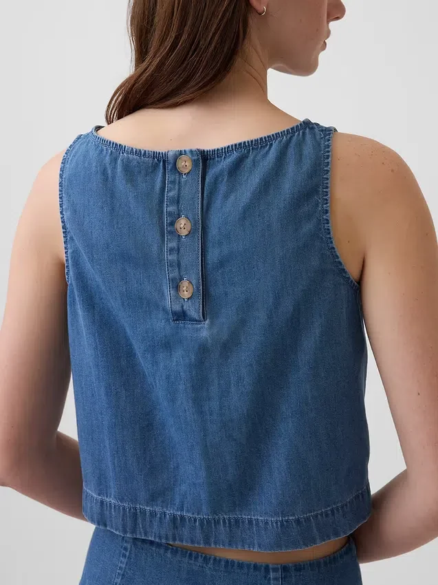 Canotta corta in denim
