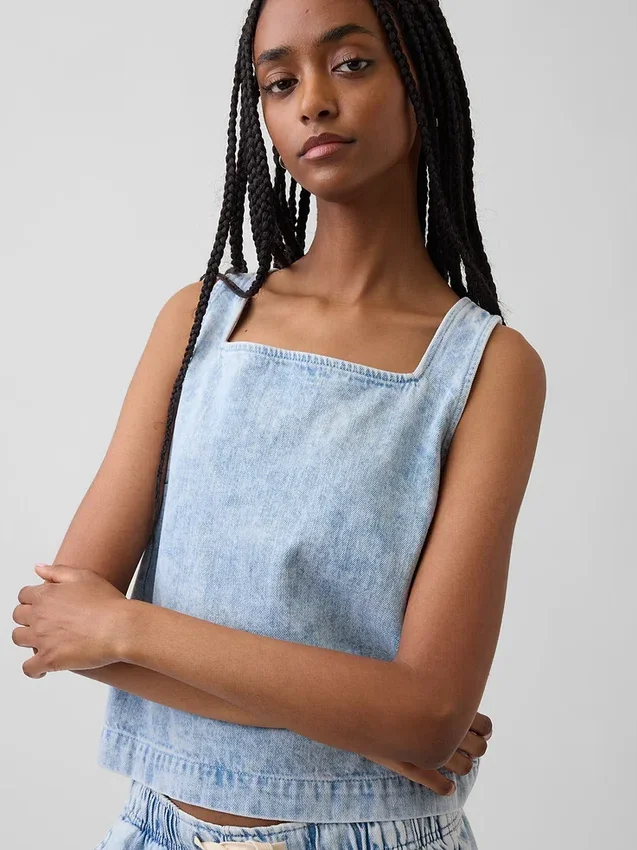 Canotta corta in denim