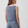 Canotta corta in denim a quadretti