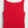 Canotta corta in jersey a maglia fitta con scollo a barchetta