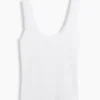 Canotta da pigiama con bordi in pizzo a coste sottili
