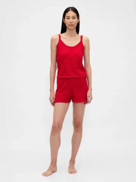 Canotta da pigiama leggera in maglia CashSoft a cuori in punto pointelle