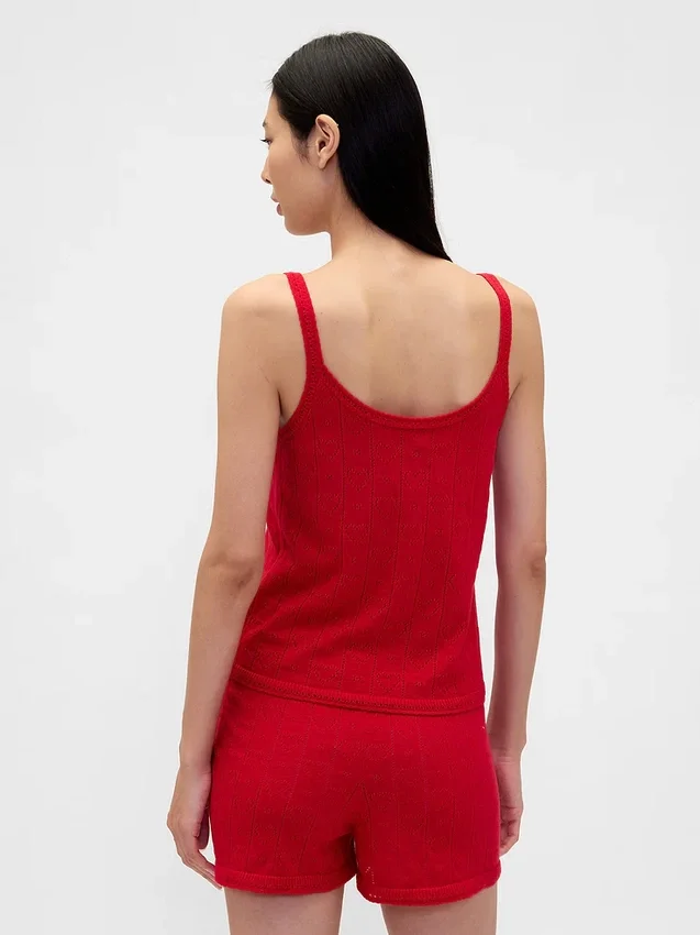 Canotta da pigiama leggera in maglia CashSoft a cuori in punto pointelle