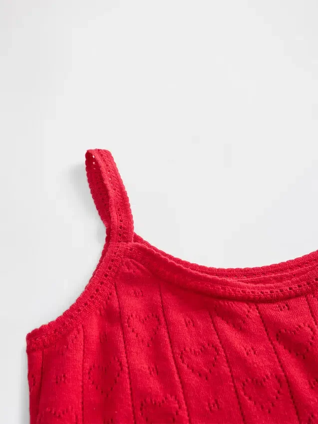 Canotta da pigiama leggera in maglia CashSoft a cuori in punto pointelle