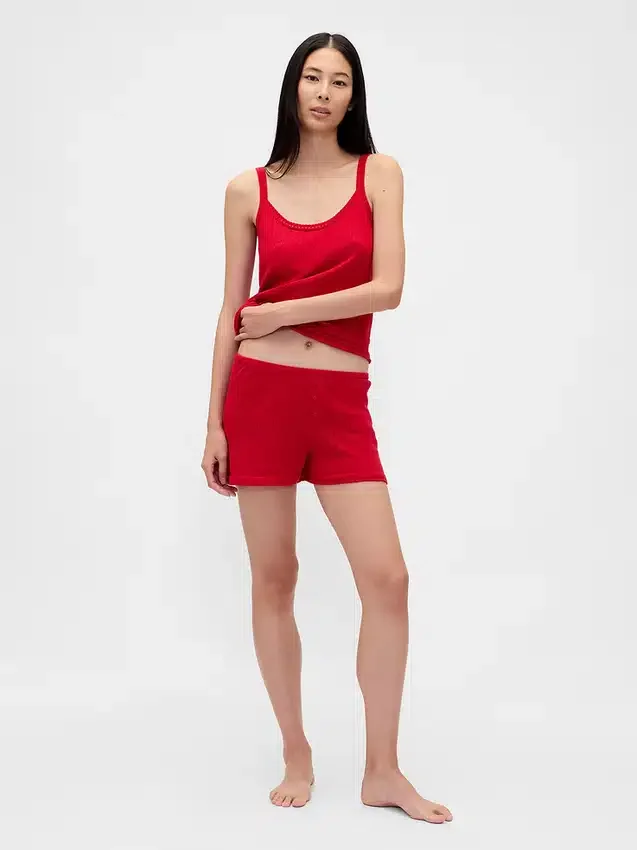 Canotta da pigiama leggera in maglia CashSoft a cuori in punto pointelle