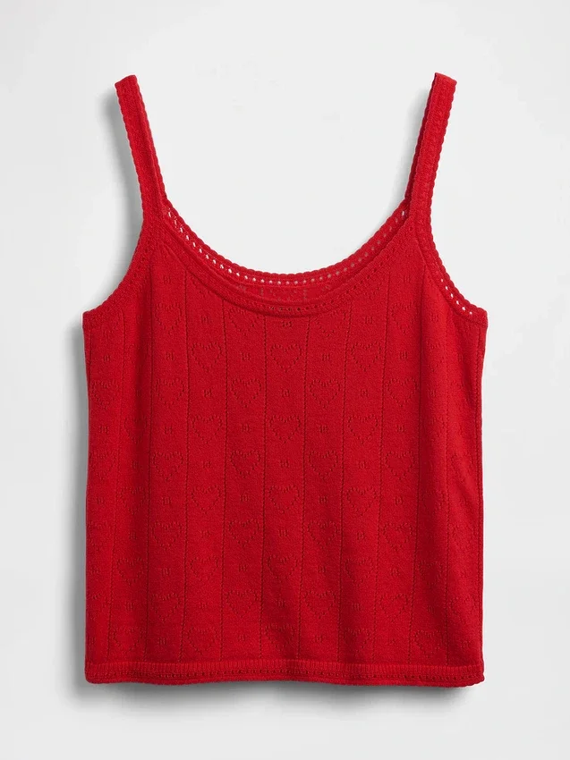 Canotta da pigiama leggera in maglia CashSoft a cuori in punto pointelle