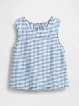 Canotta in denim a quadretti per bambini