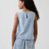 Canotta in denim a quadretti per bambini