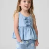 Canotta in denim con fiocco per neonato & bebè