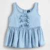Canotta in denim con fiocco per neonato & bebè