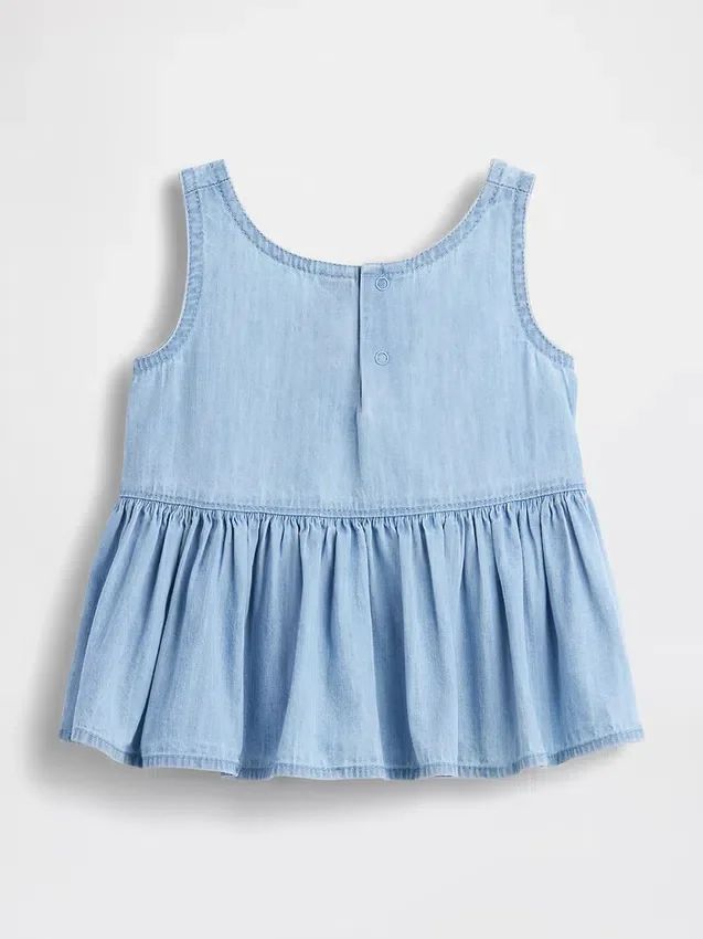 Canotta in denim con fiocco per neonato & bebè