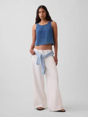 Canotta in denim di garza di cotone