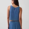 Canotta in denim di garza di cotone