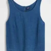 Canotta in denim di garza di cotone