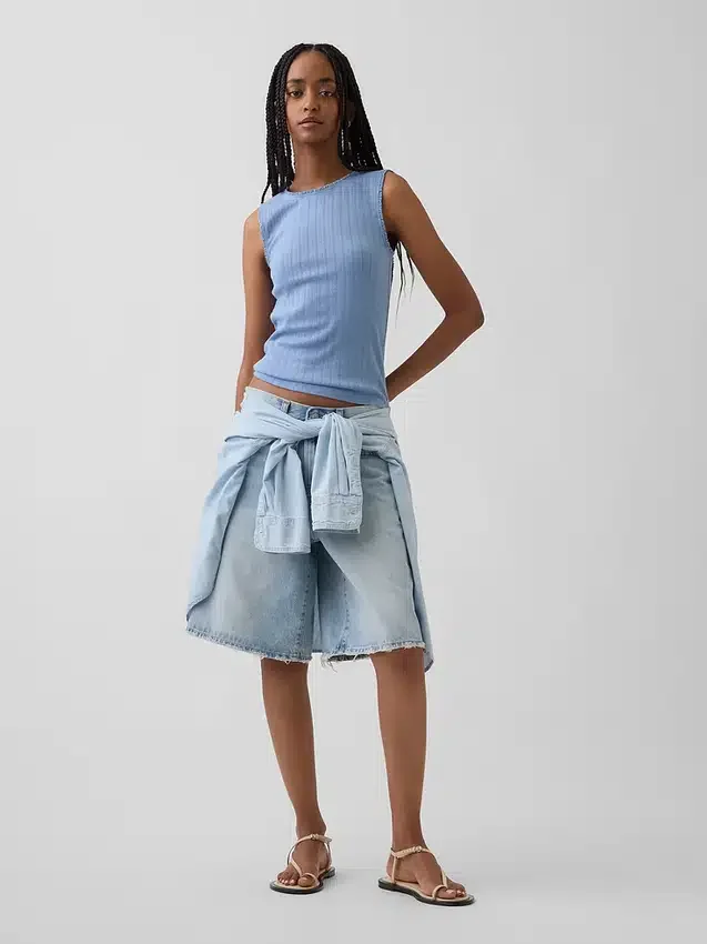 Canotta in maglia pointelle
