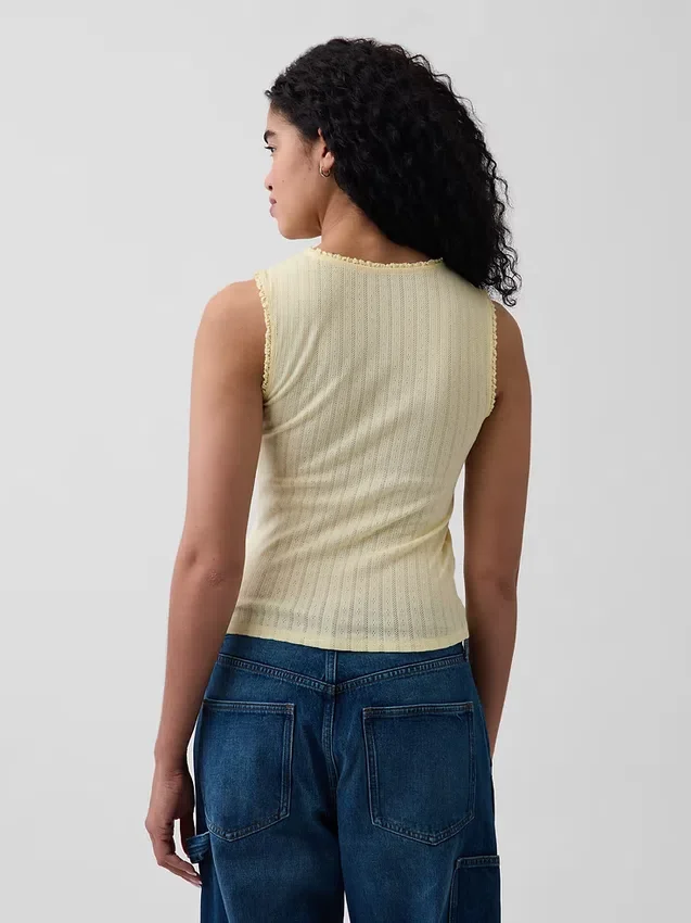 Canotta in maglia pointelle
