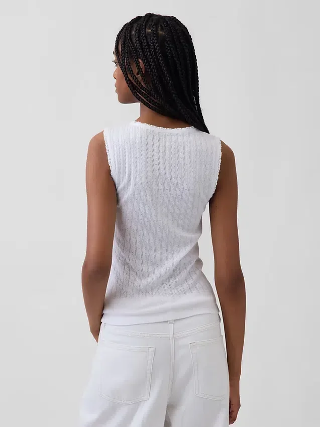 Canotta in maglia pointelle