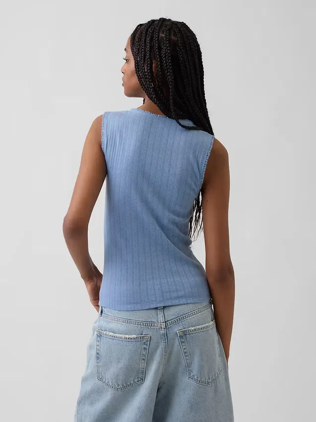 Canotta in maglia pointelle