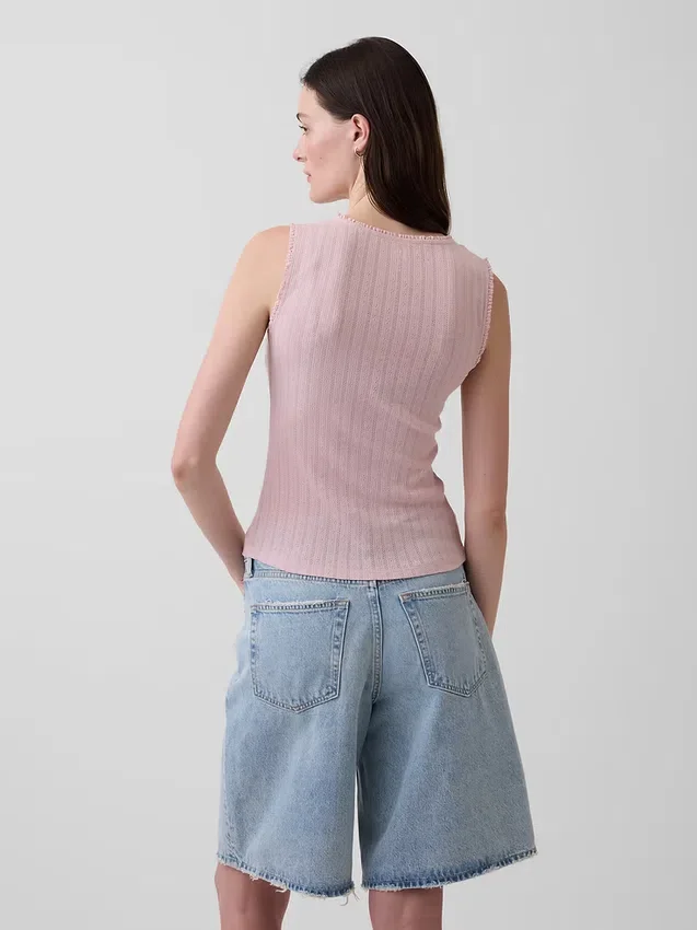 Canotta in maglia pointelle