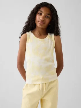 Canotta per bambini in maglia a costine con effetto tie-dye