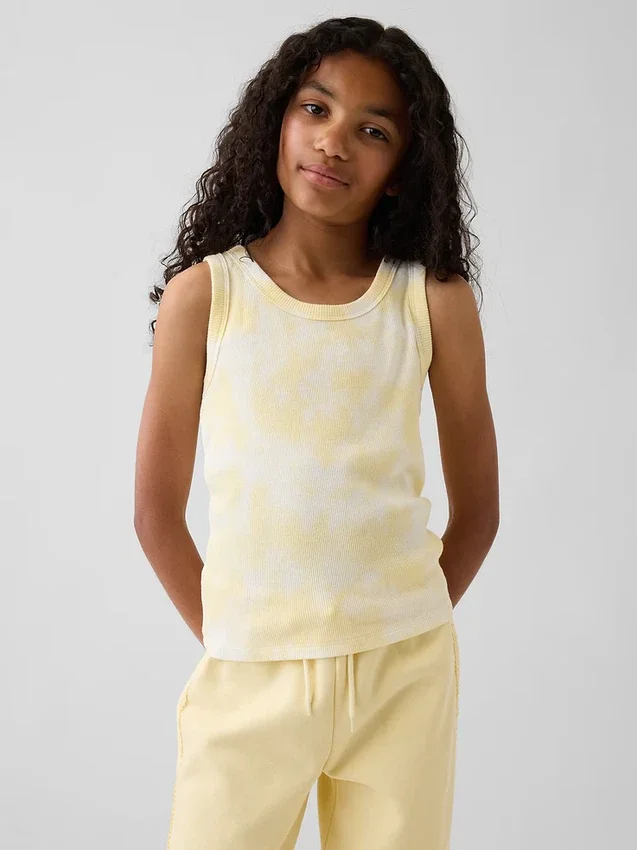 Canotta per bambini in maglia a costine con effetto tie-dye