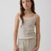 Canotta per bambini in maglia waffle con bordi in pizzo