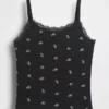 Canotta per bambini in maglia waffle con bordi in pizzo