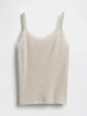 Canotta per bambini in maglia waffle con bordi in pizzo