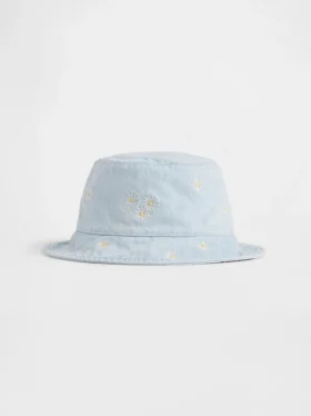 Cappellino a secchiello in denim con margherite per Neonato & Bebè