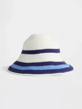Cappellino a secchiello in maglia a righe per neonato & bebè