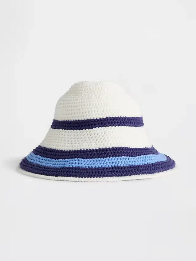 Cappellino a secchiello in maglia a righe per neonato & bebè