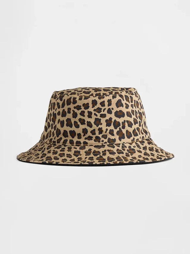 Cappellino a secchiello reversibile leopardato per Neonato & Bebè